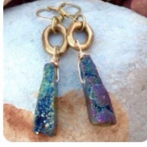 Beltshazzar Jewelry Titanium Druzy and Brass Earrings